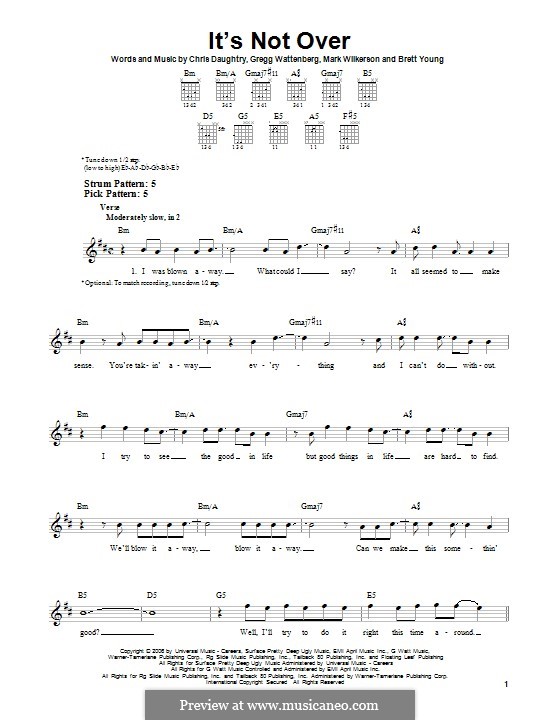It's Not Over (Daughtry): Para guitarra com guia by Brett Young, Chris Daughtry, Gregg Wattenberg, Mark Wilkerson