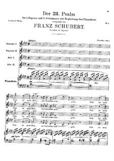 Psalm No.23 for Choir and Piano 'God is My Guide', D.706 Op.132: Partitura piano-vocal by Franz Schubert