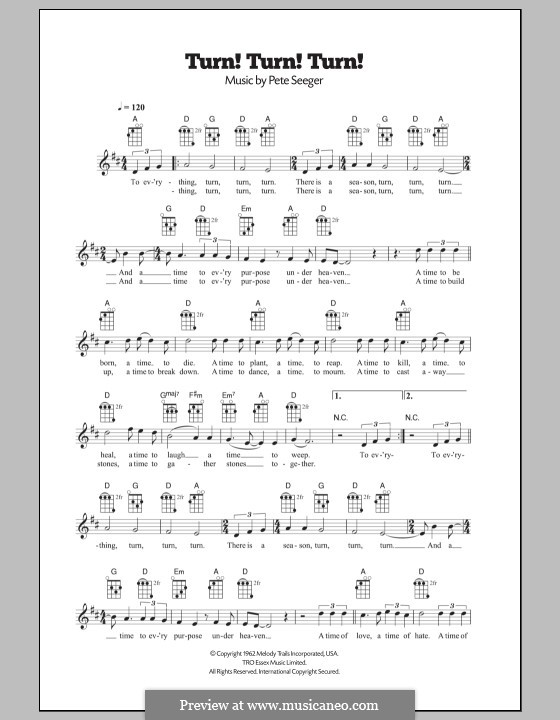 Turn! Turn! Turn! (To Everything There Is a Season): para ukulele by Pete Seeger