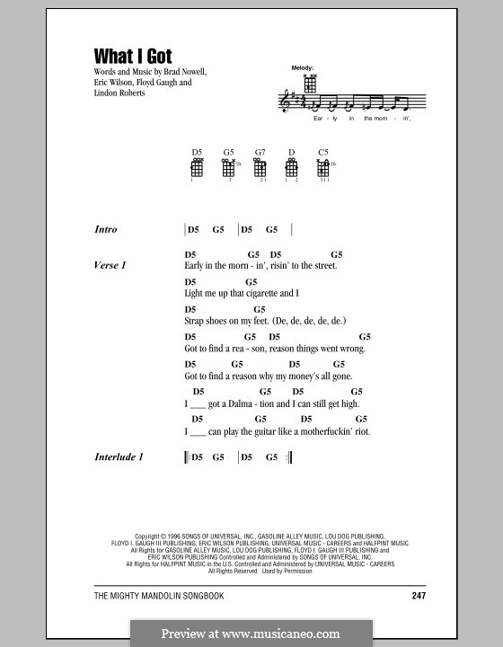 What I Got (Sublime): For mandolin by Brad Nowell, Eric Wilson, Floyd Gaugh, Lindon Roberts