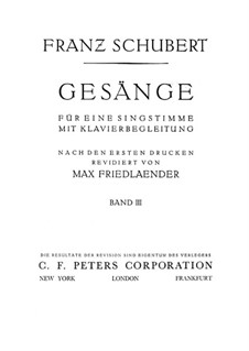 Songs for Voice and Piano: Volume III, part I by Franz Schubert