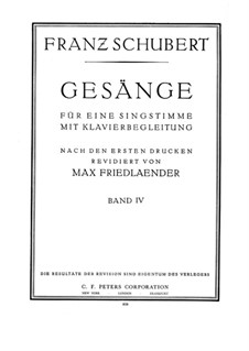 Songs for Voice and Piano: Volume IV, part I by Franz Schubert
