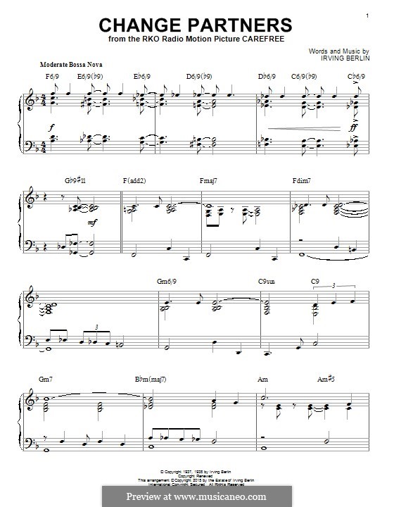 Change Partners: For piano (jazz version) by Irving Berlin