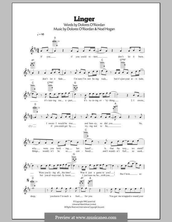 Linger (The Cranberries): para ukulele by Dolores O'Riordan, Noel Hogan