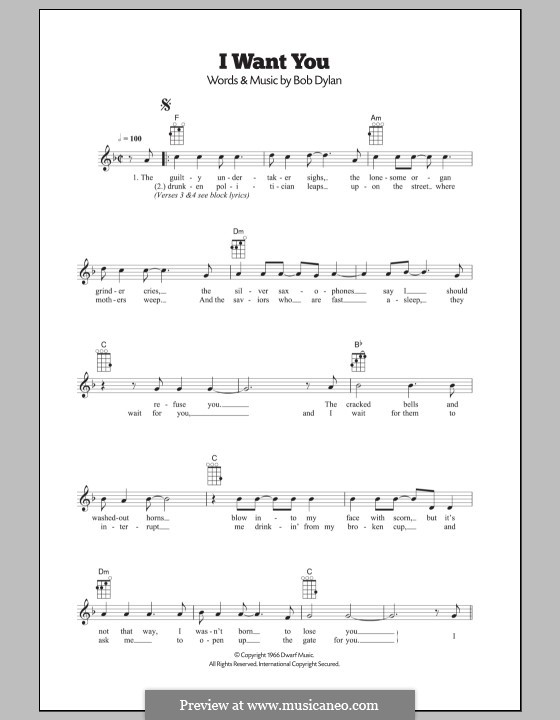 I Want You: para ukulele by Bob Dylan