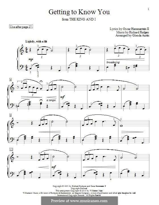 Getting to Know You (from The King and I): Para Piano by Richard Rodgers