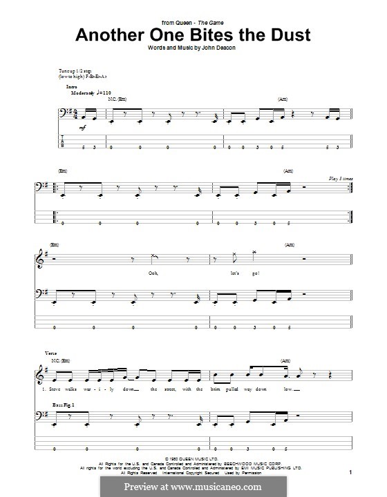Another One Bites the Dust (Queen): para baixo com guia by John Deacon