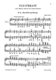 Concert Paraphrase on Waltz 'Wine, Wife and Song' by J. Strauss: Concert Paraphrase on Waltz 'Wine, Wife and Song' by J. Strauss by Eduard Schütt