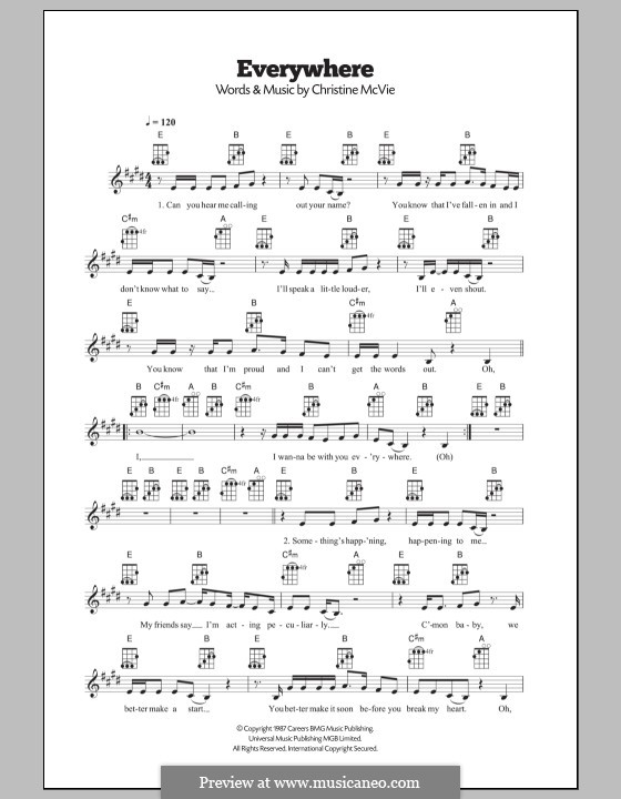 Everywhere (Fleetwood Mac) por C. McVie Partituras on músicaNeo