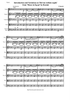 Introduction and Variations on 'Dal tuo stellato soglio' from 'Moses in Egypt' by Rossini: Score and all parts by Niccolò Paganini