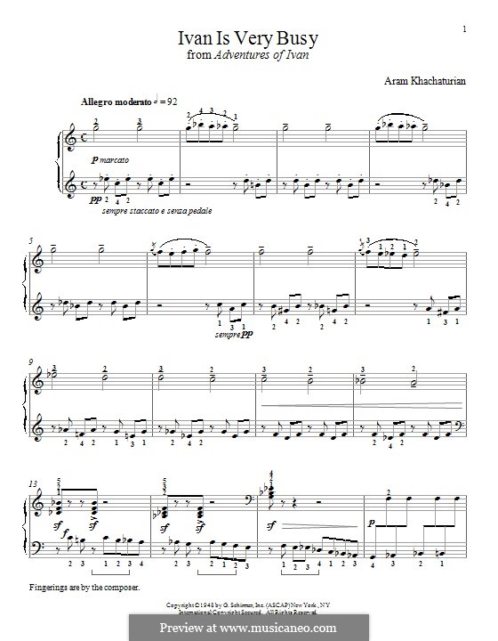 Ivan Is Very Busy: Para Piano by Aram Khachaturian