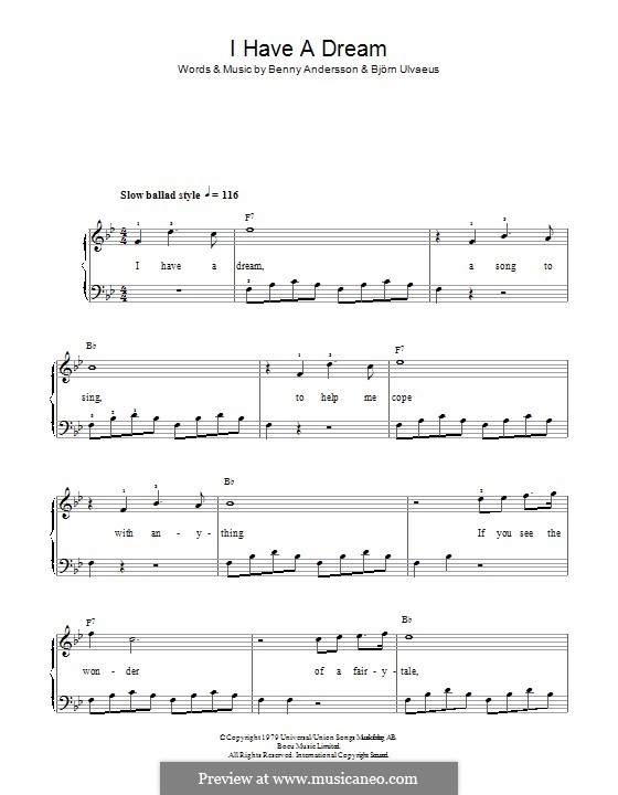 I Have a Dream (ABBA): Para Piano by Benny Andersson, Björn Ulvaeus