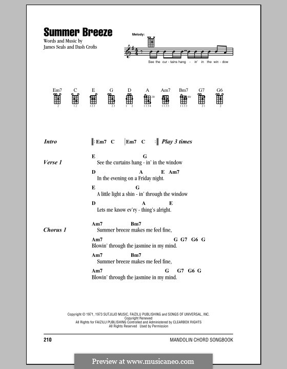 Summer Breeze (The Isley Brothers): For mandolin by Darrell Crofts, James Seals