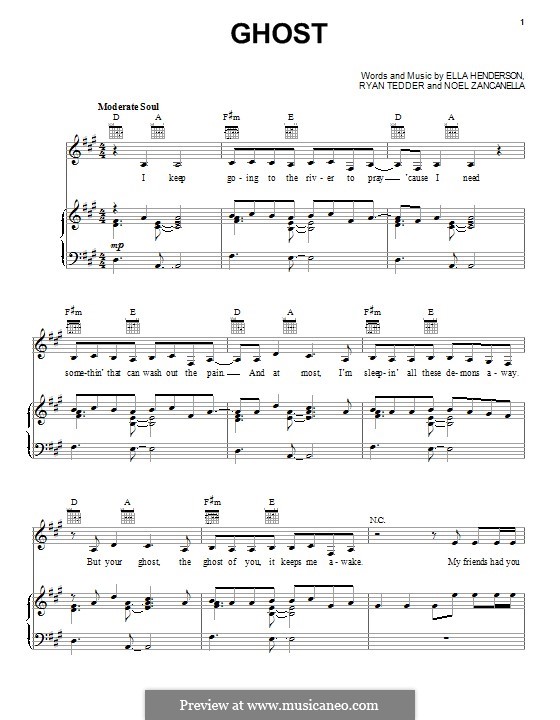 Ghost: Para vocais e piano (ou Guitarra) by Noel Zancanella, Ryan B Tedder, Ella Henderson