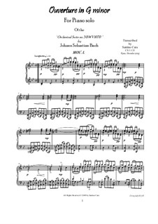 Orchestral Suite in G Minor, BWV 1070: Complete, for piano by Johann Sebastian Bach