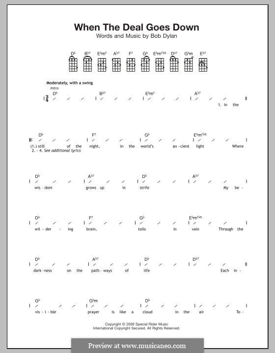 When the Deal Goes Go Down: para ukulele by Bob Dylan