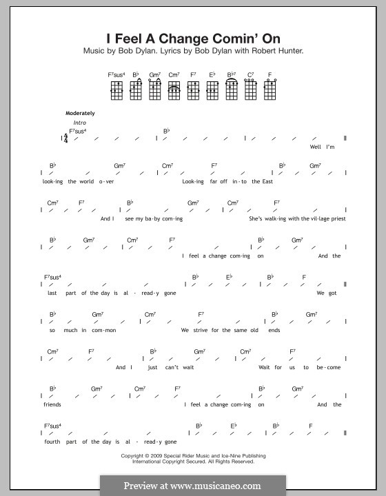 I Feel a Change Comin' on: para ukulele by Bob Dylan