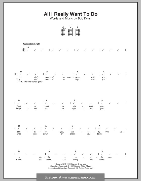 All I Really Want to Do: para ukulele by Bob Dylan