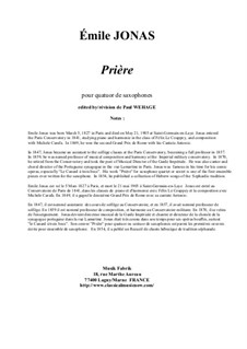 Prière: For SATB saxophone quartet by Emile Jonas