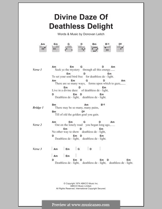 Divine Daze of Deathless Delight: Letras e Acordes by Donovan Leitch