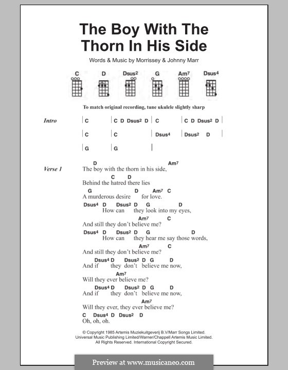 The Boy with the Thorn in His Side: para ukulele by Morrissey, Johnny Marr