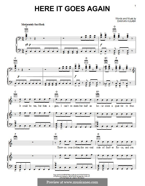 Here It Goes Again (OK Go): Para vocais e piano (ou Guitarra) by Damian Kulash