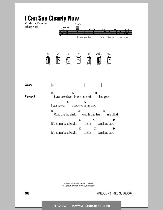 I Can See Clearly Now: Para vocais e piano (ou Guitarra) by Johnny Nash