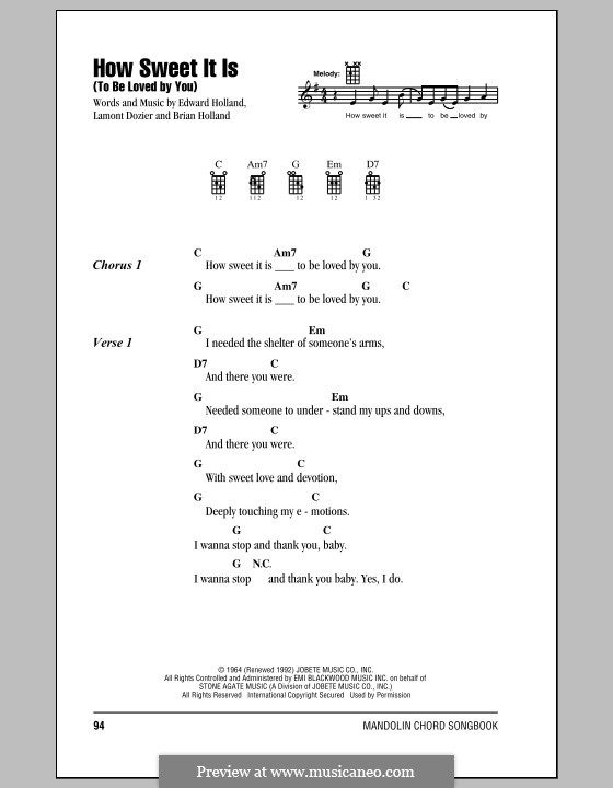 How Sweet It Is (To Be Loved By You): Para vocais e piano (ou Guitarra) by Brian Holland, Edward Holland Jr., Lamont Dozier