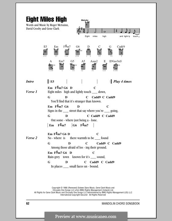 Eight Miles High (The Byrds): Para vocais e piano (ou Guitarra) by David Crosby, Gene Clark, James Roger McGuinn