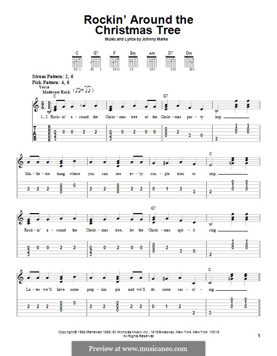 Rockin' Around the Christmas Tree: Para guitarra com guia by Johnny Marks