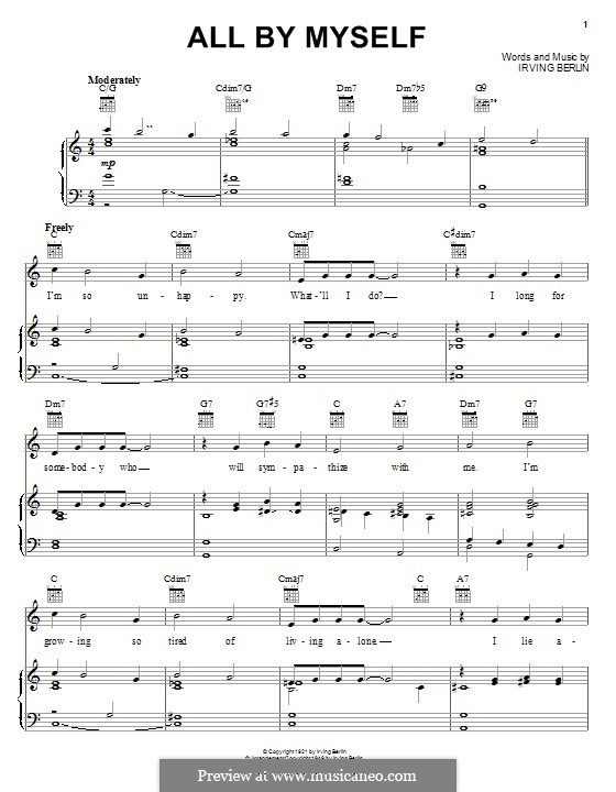 All By Myself: Para vocais e piano (ou Guitarra) by Irving Berlin