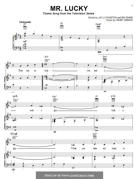 Mr. Lucky: Para vocais e piano (ou Guitarra) by Henry Mancini