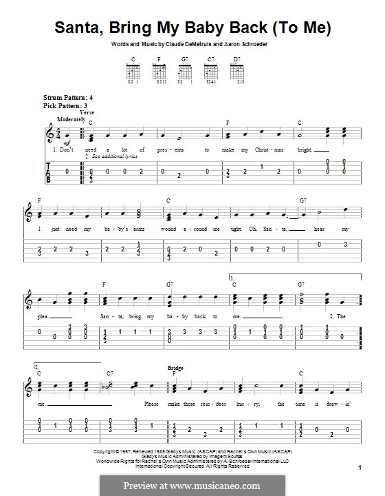 Santa, Bring My Baby Back (To Me): Para guitarra com guia by Aaron Schroeder, Claude DeMetrius