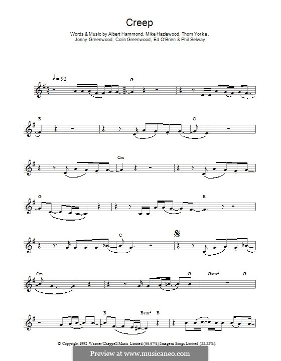 Creep (Radiohead): para flauta by Albert Hammond, Colin Greenwood, Ed O'Brien, Jonny Greenwood, Mike Hazelwood, Phil Selway, Thomas Yorke