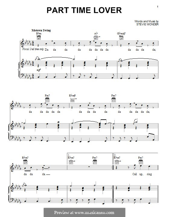 Part-Time Lover: Para vocais e piano (ou Guitarra) by Stevie Wonder