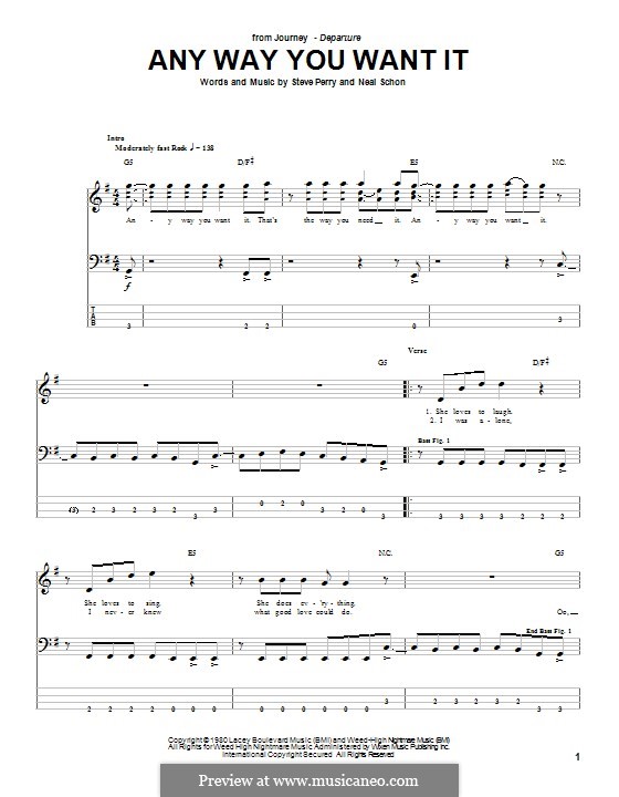 Any Way You Want It (Journey): para baixo com guia by Neal Schon, Steve Perry