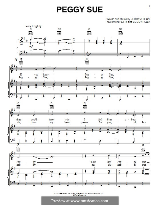 Peggy Sue: Para vocais e piano (ou Guitarra) by Buddy Holly, Jerry Allison, Norman Petty