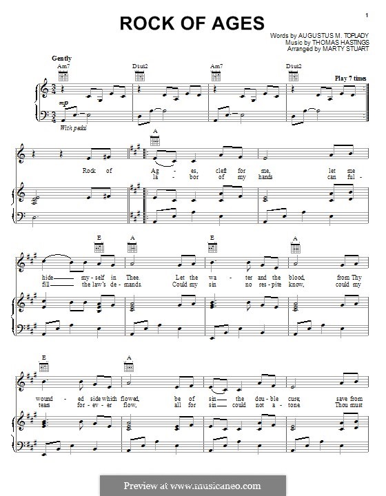 Rock of Ages: Para vocais e piano (ou Guitarra) by Thomas Hastings