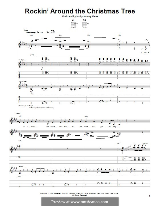 Rockin' Around the Christmas Tree: Para guitarra com guia by Johnny Marks