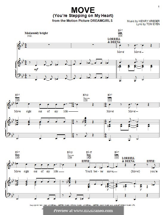 Move (You're Stepping On My Heart): Para vocais e piano (ou Guitarra) by Henry Krieger