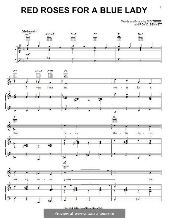 Red Roses for a Blue Lady: Para vocais e piano (ou Guitarra) by Roy C. Bennett, Sid Tepper