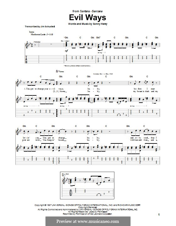 Evil Ways (Santana) por S. Henry - Partituras on músicaNeo