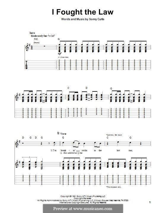 I Fought the Law (The Clash): Para guitarra com guia by Sonny Curtis