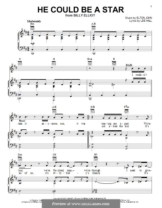 He Could Be a Star: Para vocais e piano (ou Guitarra) by Elton John