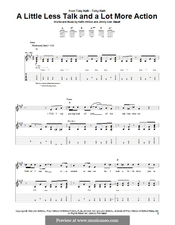 A Little Less Talk and a Lot More Action (Toby Keith): Para guitarra com guia by Jimmy Alan Stewart, Keith Hinton