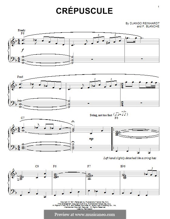 Crepuscule: Para Piano by Django Reinhardt