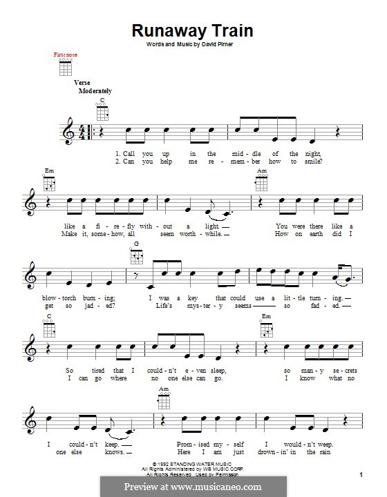 Runaway Train (Soul Asylum): para ukulele by David Pirner