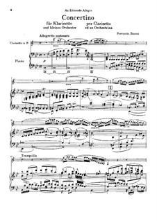 Concertino for Clarinet and Small Orchestra, BV 276 Op.48: versão para clarinete e piano by Ferruccio Busoni