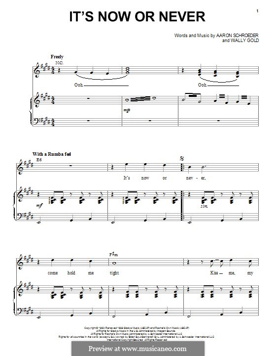 It's Now or Never (Elvis Presley): Para vocais e piano by Eduardo di Capua, Aaron Schroeder, Wally Gold