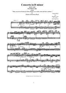 Concerto for Oboe and Orchestra in D Minor, BWV 1059: Movement I Allegro, piano version by Johann Sebastian Bach